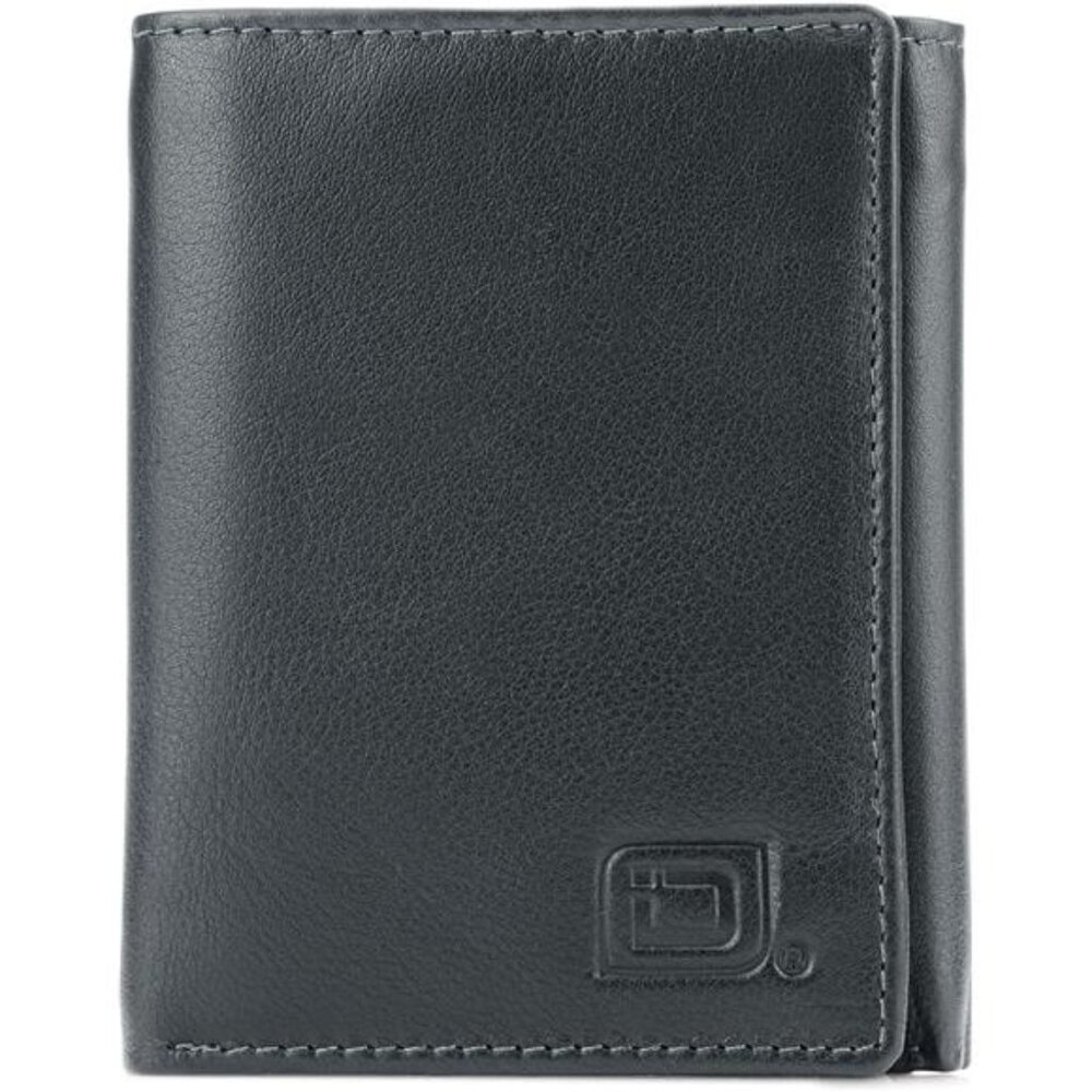 Leather Trifold Wallets for Men - RFID Blocking - Mens Trifold Wallet in Black
